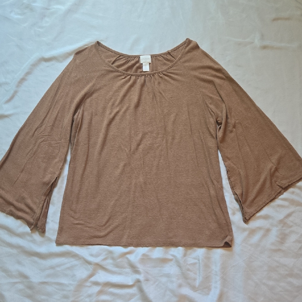 Chico's Tan Blouse with Wide Sleeves